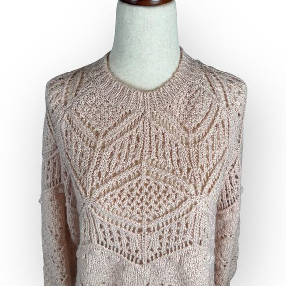 Forever 21 Pastel Pink Open Knit Sweater Small - Picture 3 of 7